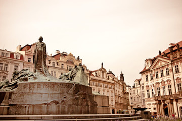 Aged image of central Prague