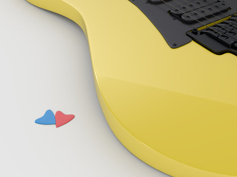 Electric guitar on white background.