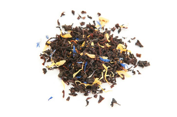 black tea with dry flowers