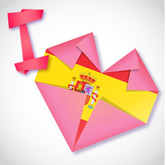 Origami paper I love Spain heart card
