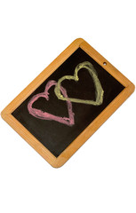 wooden small plank with the picture of two hearts