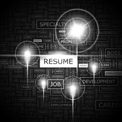 RESUME. Word cloud concept illustration.  