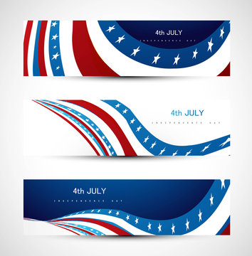 4th july american  independence day background three header set