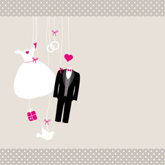 Hanging Wedding Symbols Retro Beige/Pink Dots