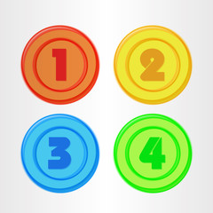 Vector progress badge for four steps / One, Two, Three and Four