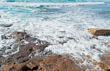 foam and turquoise water