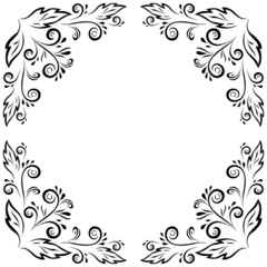 Abstract floral frame, black contour