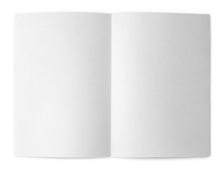 Blank folded flyer isolated on white with clipping path