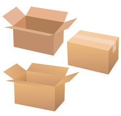 Cardboard boxes isolated on white.
