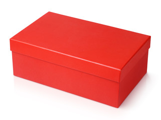 Red shoe box isolated on white with clipping path
