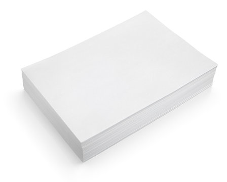 Stack of white paper isolated on white with clipping path