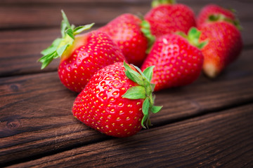 Strawberry on the wooden table