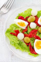 vegetable salad with egg on plate