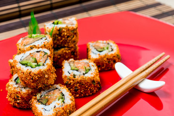 fresh sushi traditional japanese food