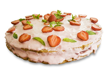 strawberry cake isolated