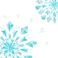 Floral colorful blue diamonds on white background, vector