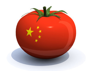 tomato with chinese flag