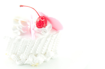 Cherry cake on white background