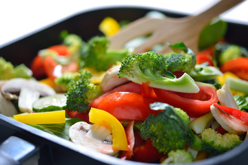 stir fried vegetables in a pan