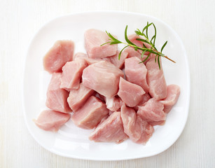 raw pork meat pieces