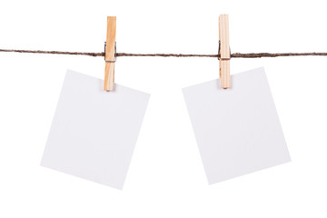 Blank instant photo hanging on the clothesline