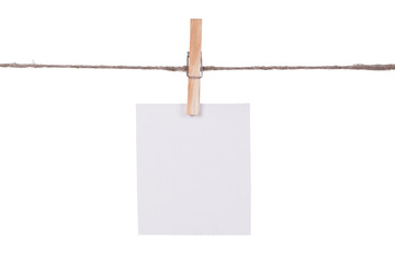 Blank instant photo hanging on the clothesline