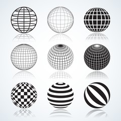 Set of 9 Globes, Abstract Circular Design Elements