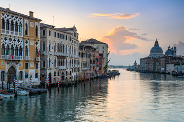 Fototapeta na wymiar Sunrise at the Grand Canal in Venice, Italy