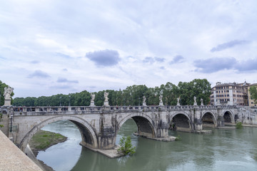 Bridge Sant'Angelo with beautiful sky in Rome
