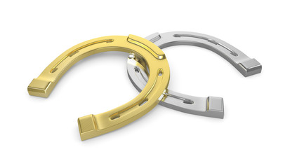 Two horseshoes gold and silver