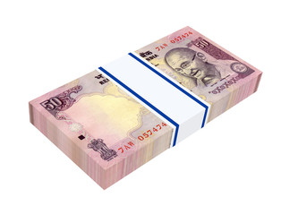 India Rupee isolated on white. 3D photo rendering.