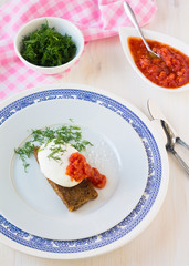 Poached egg  on a toasted bread