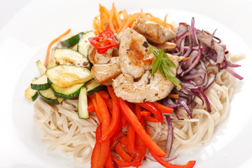 meat with vegetables and noodles