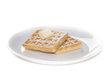 Belgian waffles on the plate
