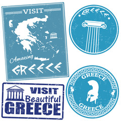 Set of travel to Greece stamps