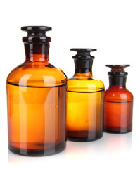 Medicine bottles isolated on white