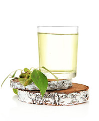 Glasses of birch sap, isolated on white