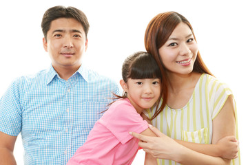 笑顔の女の子と親