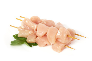 Raw chicken fillets on white background © Forewer
