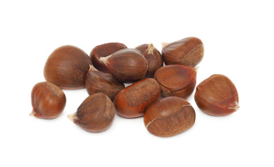 Stack of chestnut (isolated)