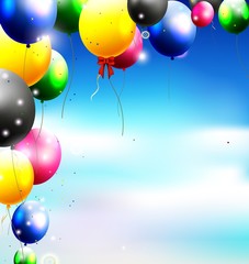 balloons in the sky for birthday background