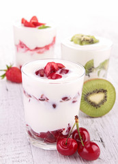 fruits and yogurt
