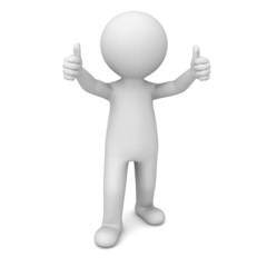 3d man showing thumbs up over white background