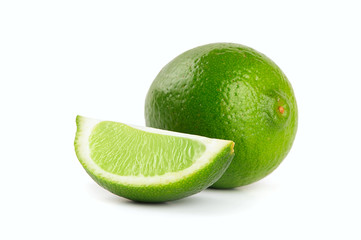 Fresh limes Isolated on white