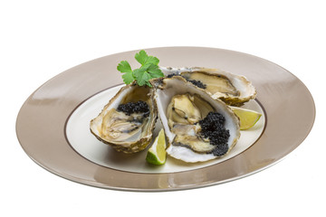 Oysters with black cavair