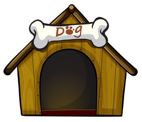 A dog house with a bone