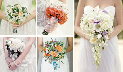 Collage wedding bouquets