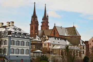 Basel Cathedral in winter, Switzerland