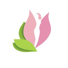 Woman body silhouette in  pink flower bud-vector beauty sign