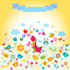 colorful dinosaur background